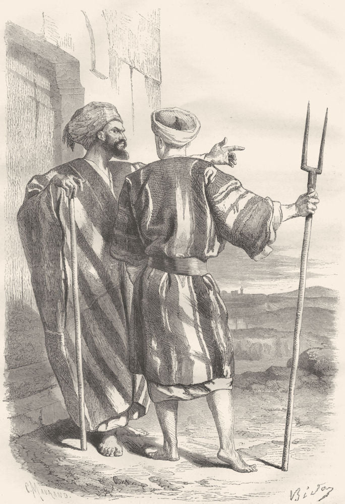 ISRAEL. Jerusalem. Inhabitants of Bethlehem 1870 old antique print picture